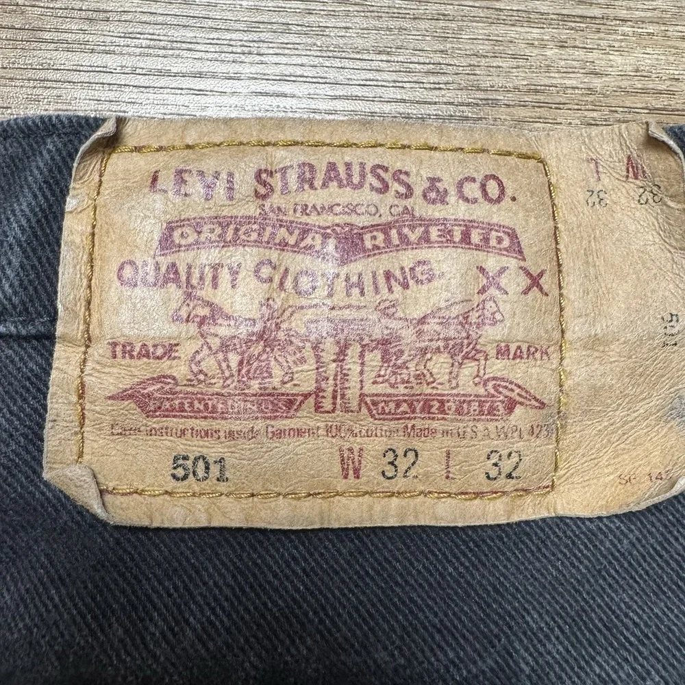 Vintage Levi's 501 Jeans Men 32x26 Black Straight‎ Leg Button Fly Made in USA